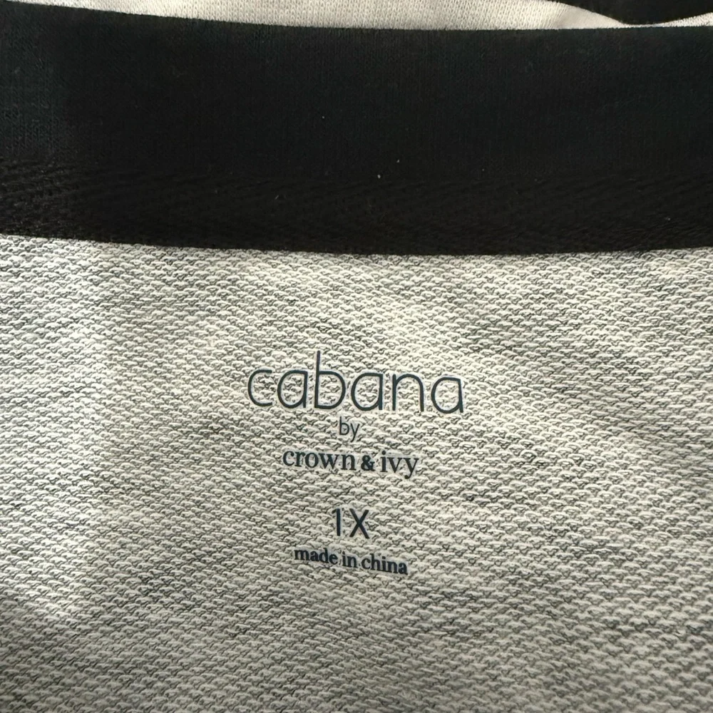 Crown & Ivy Cabana 1X Black and White Cabana Top with Colorful Stripes - Picture 3 of 3